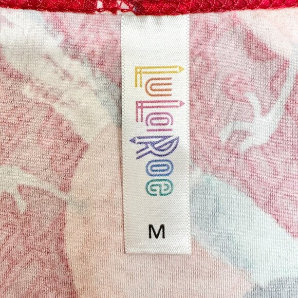 LuLaRoe Perfect Tee Top Womens M Red Bird Print Short Sleeve Casual Stretchy - Picture 3 of 10